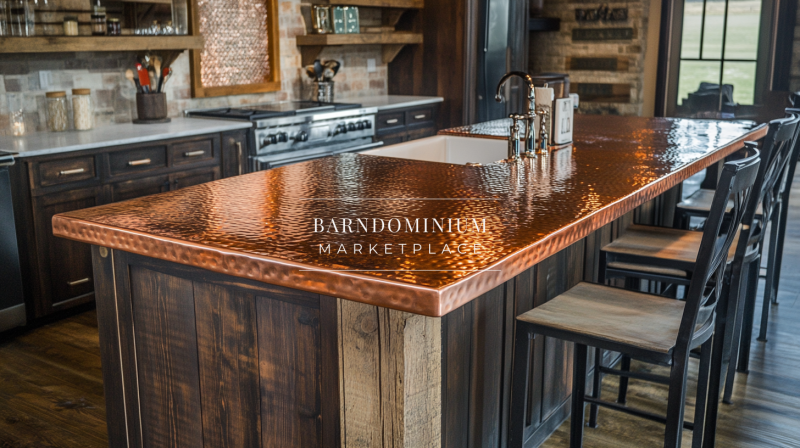 Barndominium Kitchen Ideas | Hammered Copper Island Inspiration
