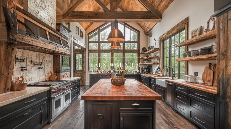 Barndominium Kitchen Ideas | Vaulted Wood Ceilings & Butcher Block Inspiration