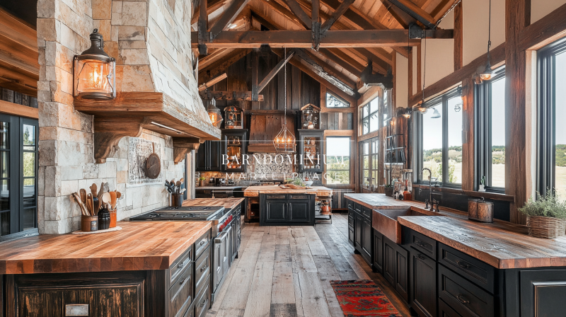 Barndominium Kitchen Ideas | Rustic Wood & Stone Elegance
