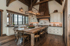Rustic barndominium kitchen with farmhouse charm.