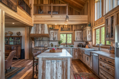 Rustic Barndominium Kitchen with Reclaimed Wood and Vaulted Ceilings