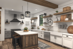 Cozy Farmhouse Barndominium Kitchen with Shiplap Walls and Rustic Accents