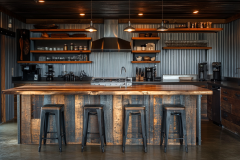 Rustic Industrial Barndominium Kitchen with Reclaimed Wood and Metal Accents