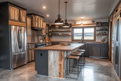 Rustic Barndominium Kitchen with Wood Accents and Industrial Style