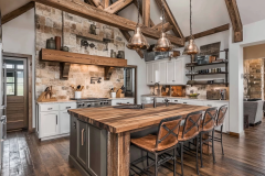Barndominium Kitchen Ideas | Exposed Beams & Rustic Stone Accents