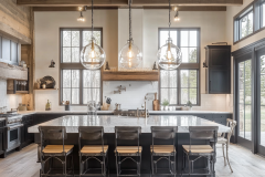Barndominium Kitchen Ideas | Large Island & Globe Pendant Lighting