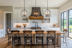 Barndominium Kitchen Ideas | White Cabinetry & Wooden Island Inspiration