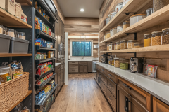 Barndominium Kitchen Ideas | Rustic Pantry with Open Shelving